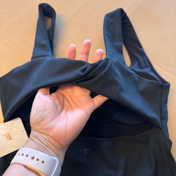 Fabletics Black Ribbed Square-Neck Tank - Picture 3 of 4